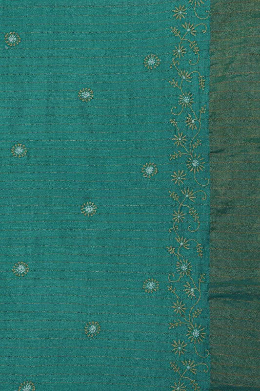 Ada Hand Embroidered Teal Green Silk Lucknowi Chikankari Saree with Blouse A615165