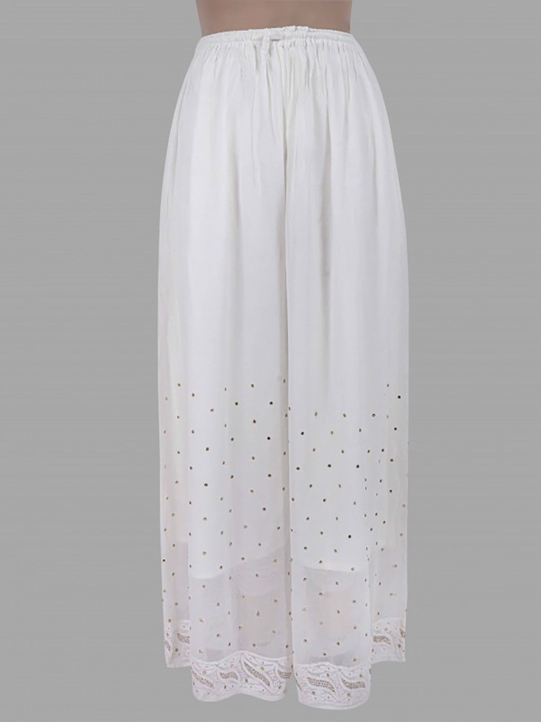 Ada Hand Embroidered White Georgette Lucknowi Chikankari Palazzo With Muqaish Work A711169