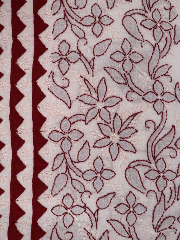 Ada Hand Embroidered White Cotton Lucknowi Chikankari Unstitched Suit Piece 01A215215