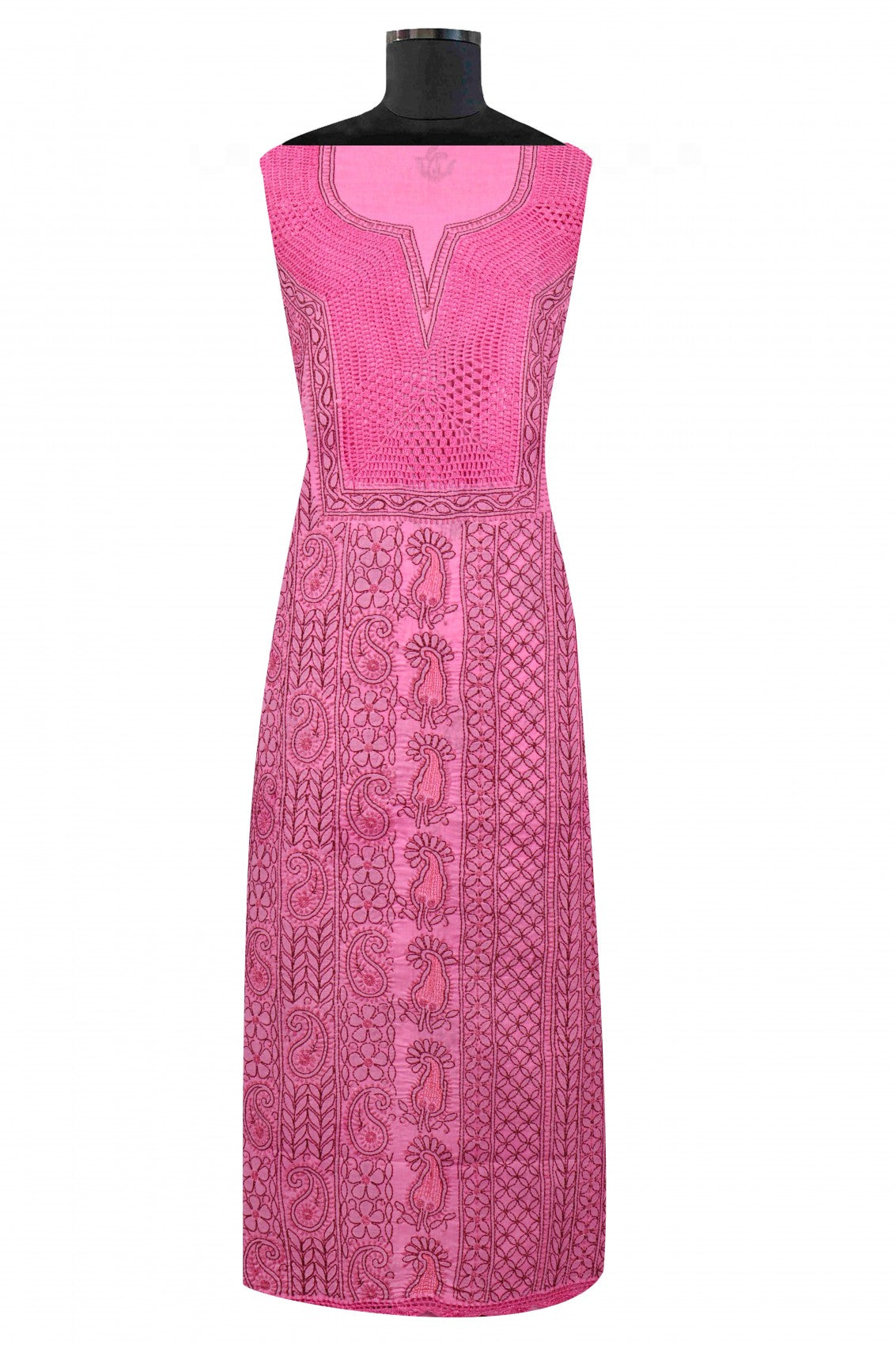 Ada Hand Embroidered Onion Pink Cotton Lucknowi Chikankari Unstitched Suit Piece A592018