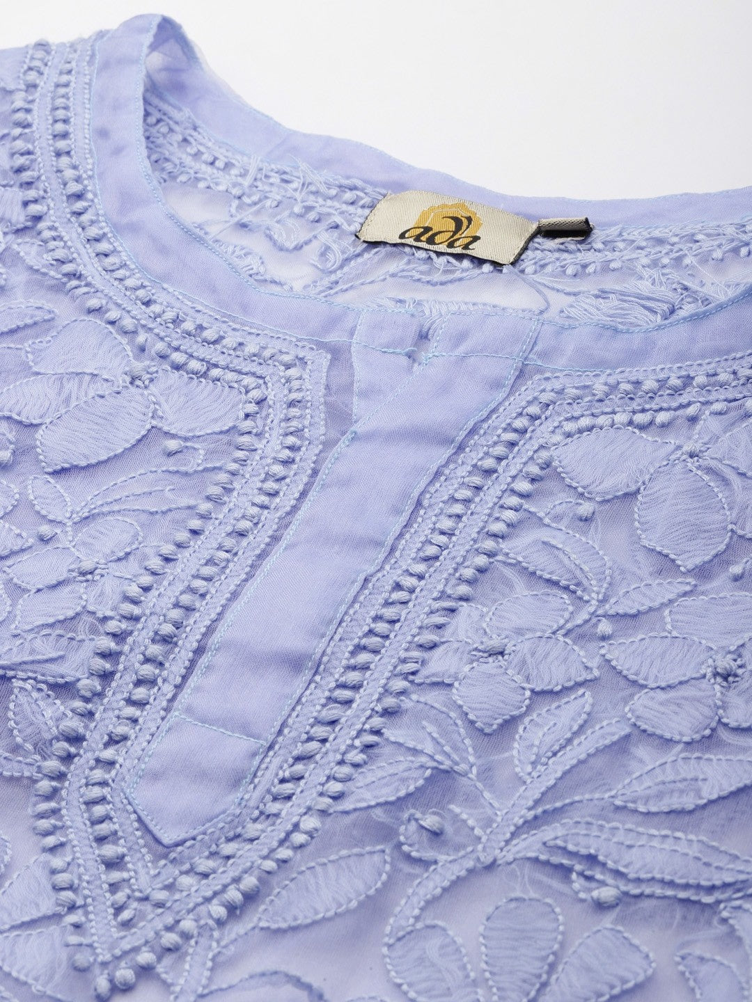 Ada Hand Embroidered Mauve Organza Lucknowi Chikankari Kurta With Slip- A411240