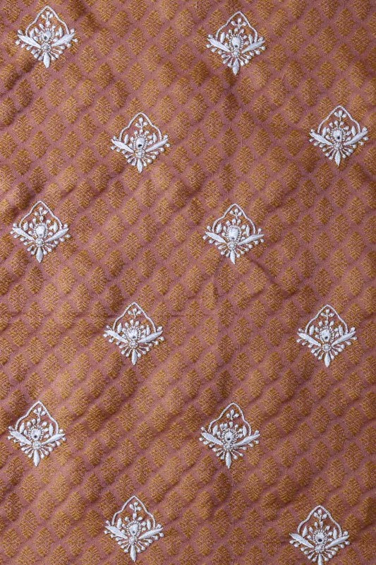 Ada Hand Embroidered Watermelon Pink Brocade Lucknowi Chikankari Unstitched Men's Kurta Piece A93081