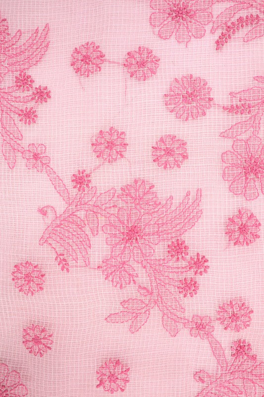 Ada Hand Embroidered Pink Kota Lucknowi Chikankari Saree With Blouse A607019