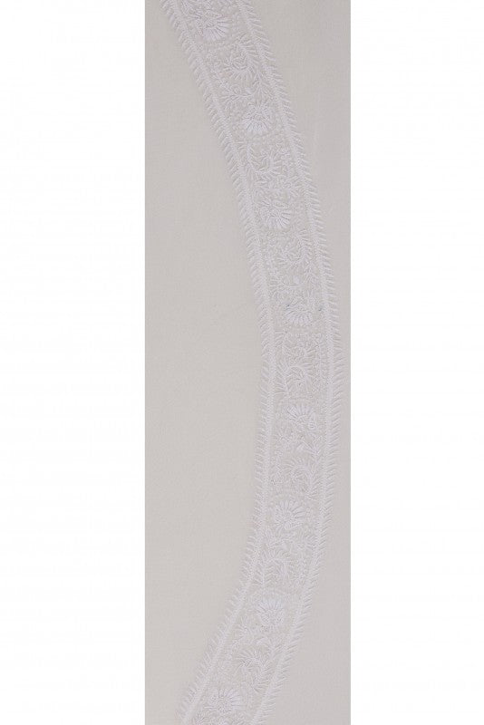 Ada Hand Embroidered White Pure Georgette Lucknowi Chikan Unstitched Men's Kurta Piece A462751