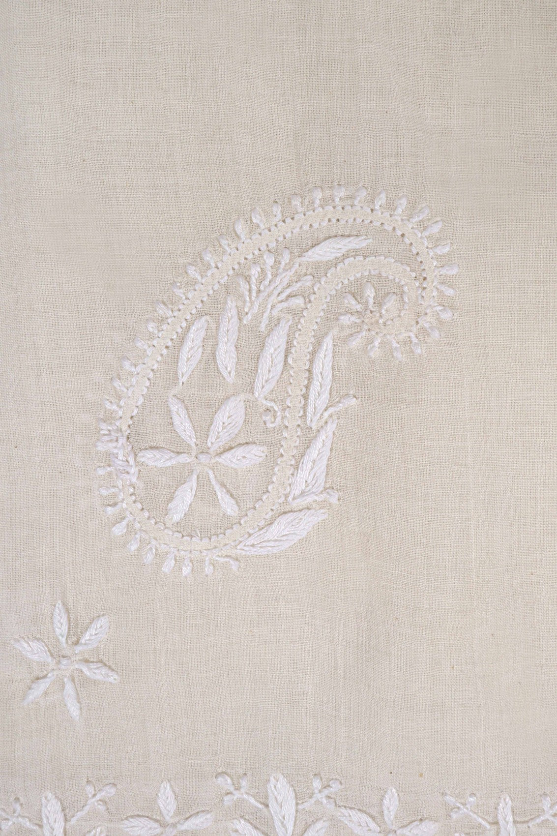 Ada Hand Embroidered Off White Chanderi Lucknowi Chikankari Dupatta A372341