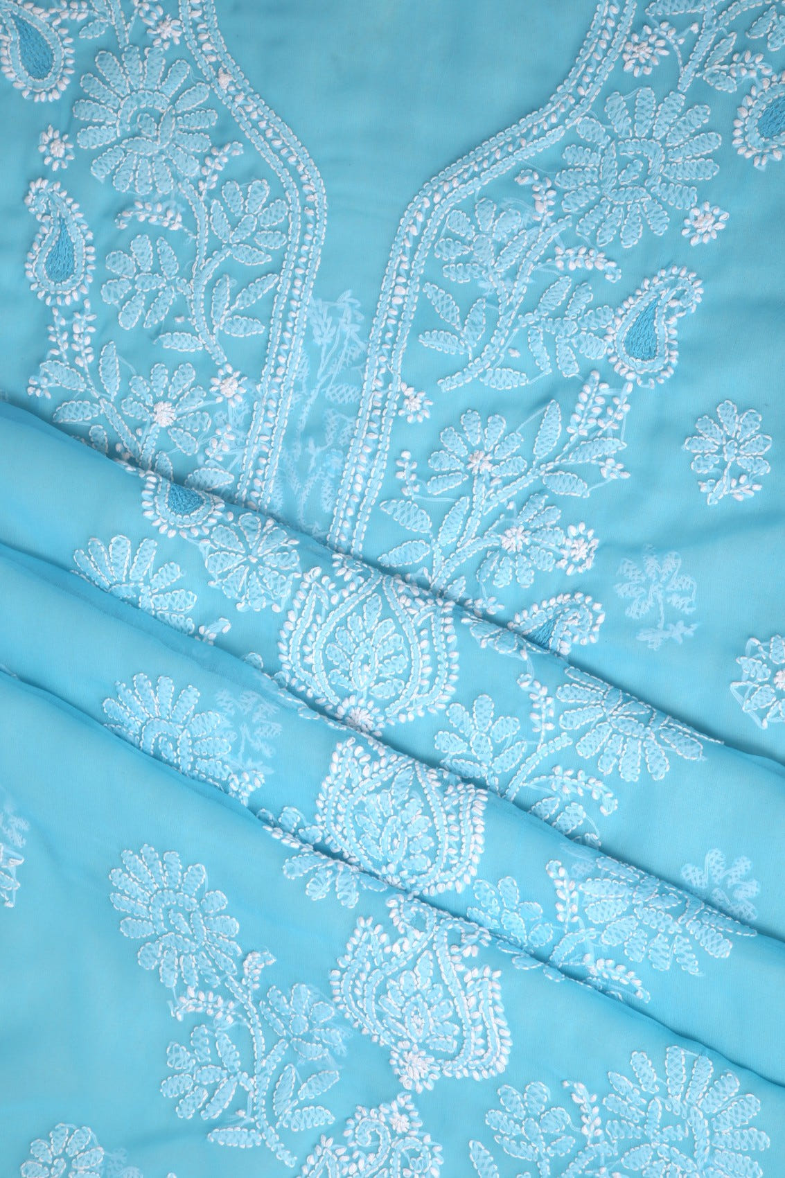 Ada Hand Embroidered Blue Georgette Lucknowi Chikankari Unstitched Suit Piece A211251