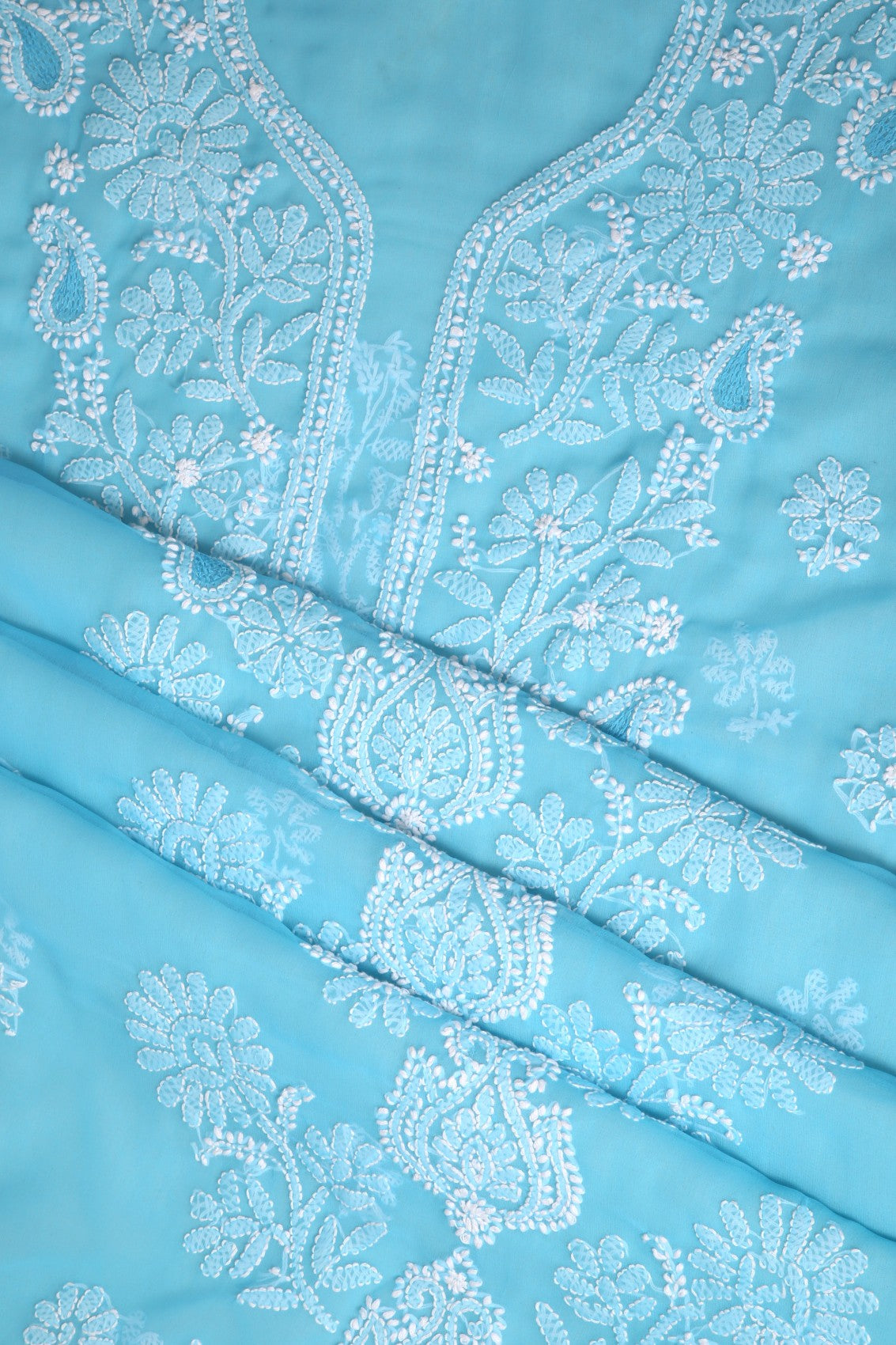 Ada Hand Embroidered Blue Georgette Lucknowi Chikankari Unstitched Suit Piece A211251