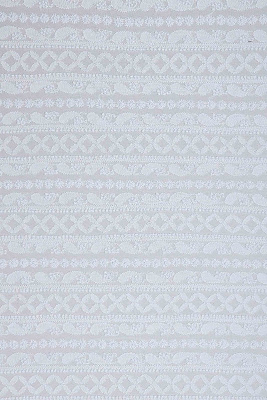 Ada Hand Embroidered White Pure Georgette Lucknowi Chikankari Unstitched Men's Kurta Piece A476146