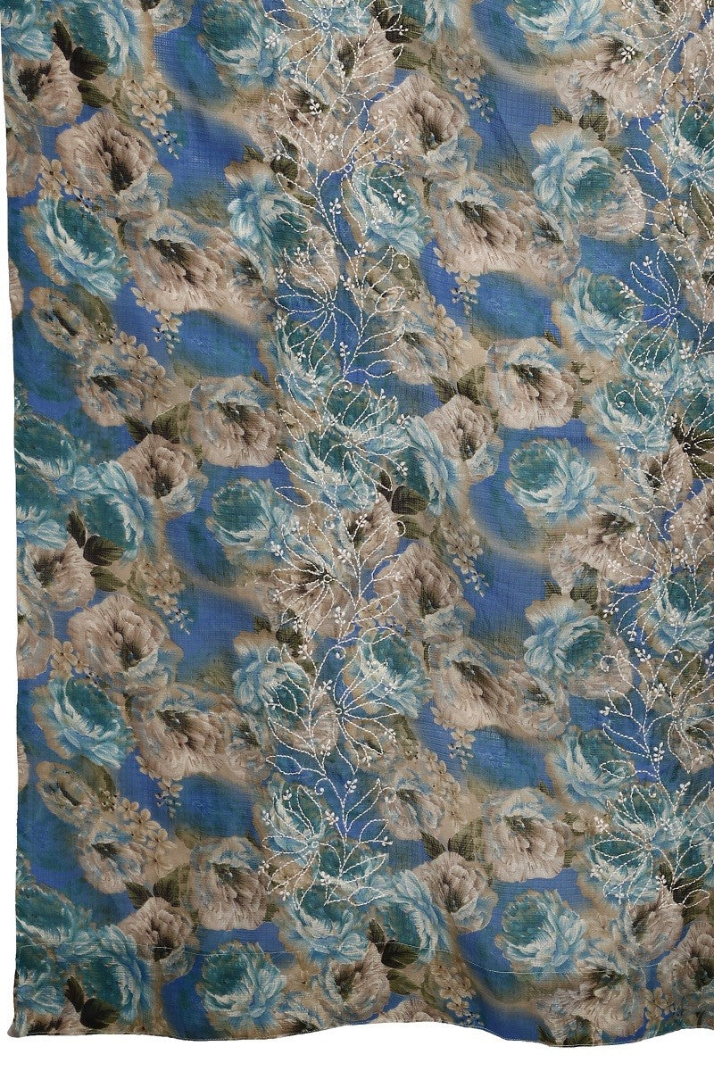 Ada Hand Embroidered Printed Multi Kota Lucknowi Chikankari Curtain A575660