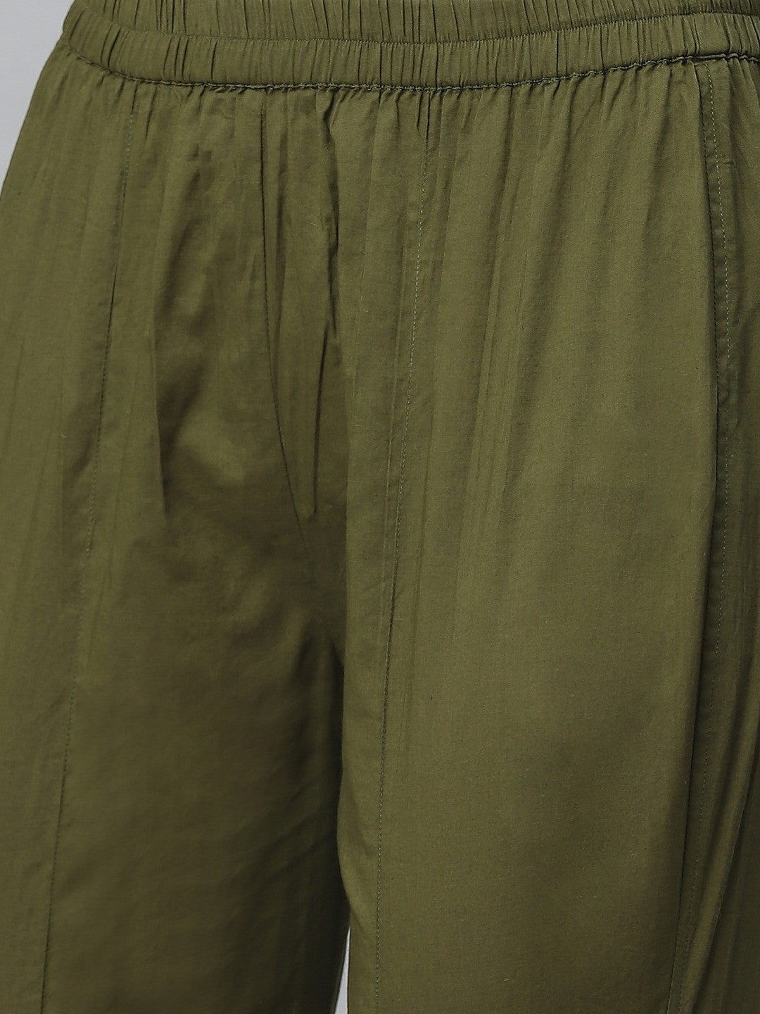 Ada Hand Embroidered Olive Green Cotton Lucknowi Chikankari Straight Kurta With Trouser Set A811134