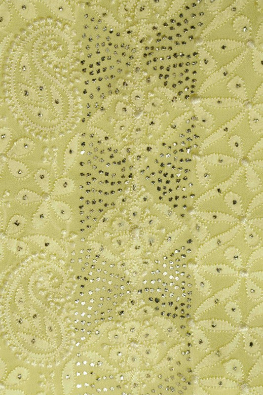Ada Hand Embroidered Lemon Georgette Chikan Unstitched Kurta Piece With Muqaish Work A559930