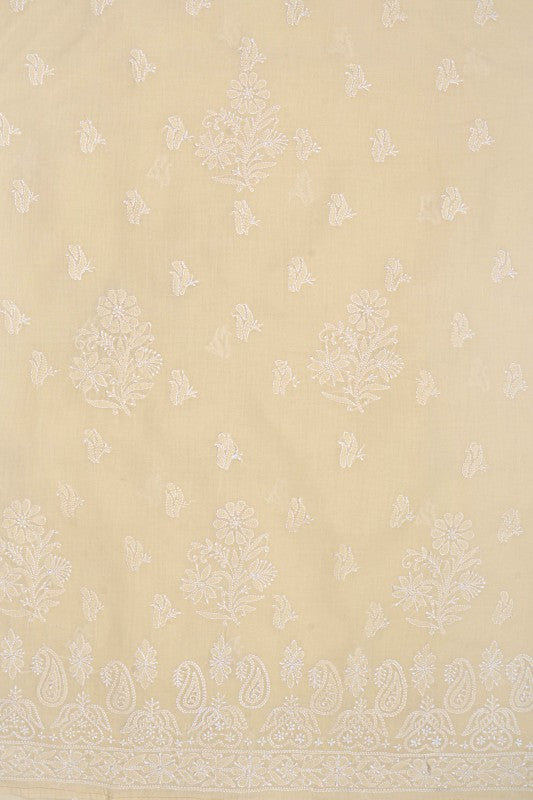 Ada Hand Embroidered Fawn Cotton Lucknowi Chikan Unstitched Suit Piece A603795