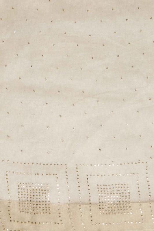 Ada Hand Embroidered Cream Organza Lucknowi Chikankari Dupatta with Muqaish Work - A585051