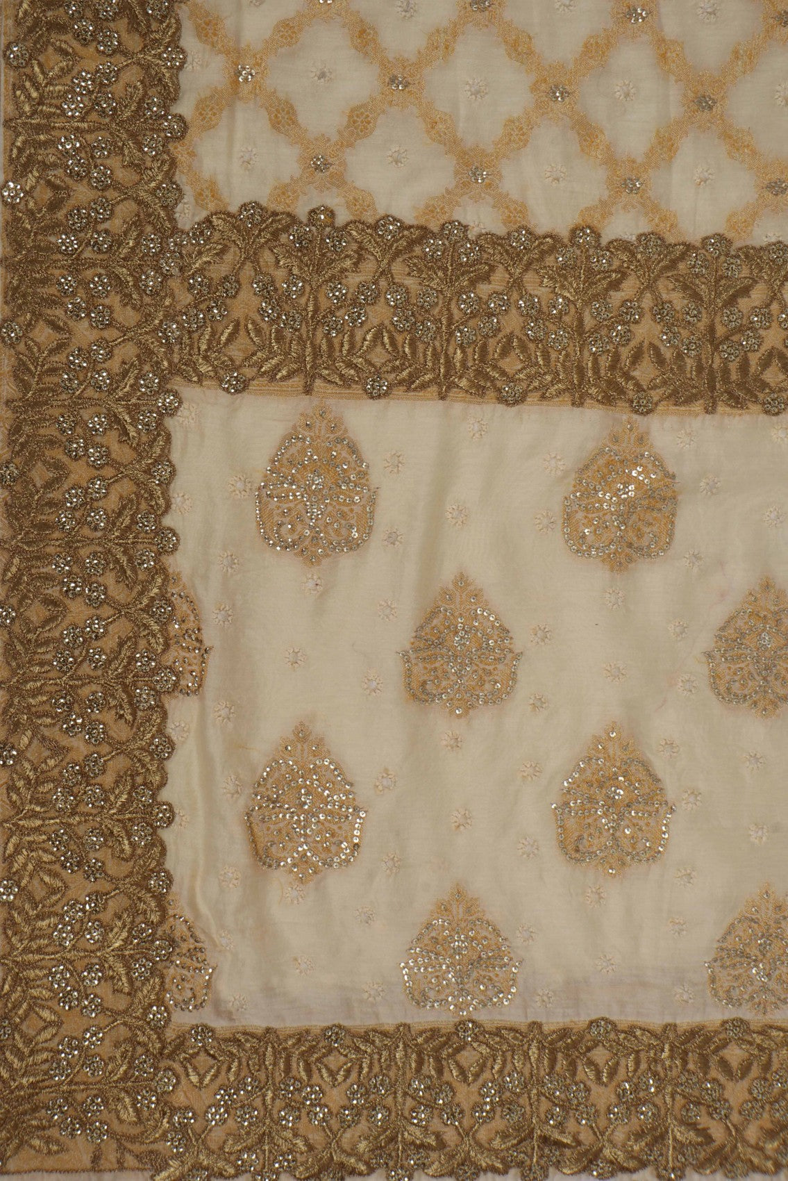Ada Hand Embroidered Fawn Chanderi Lucknowi Chikankari Saree With Blouse With Zari Work A302299