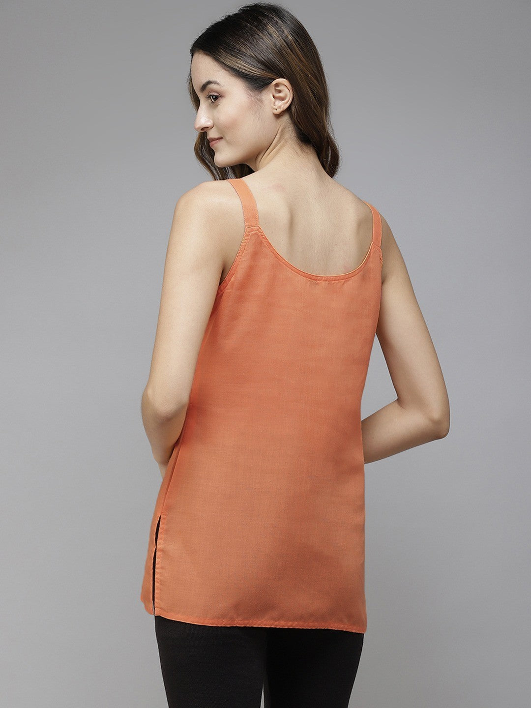 Ada White & Orange Cotton Short Slips Combo of 2 A111164.