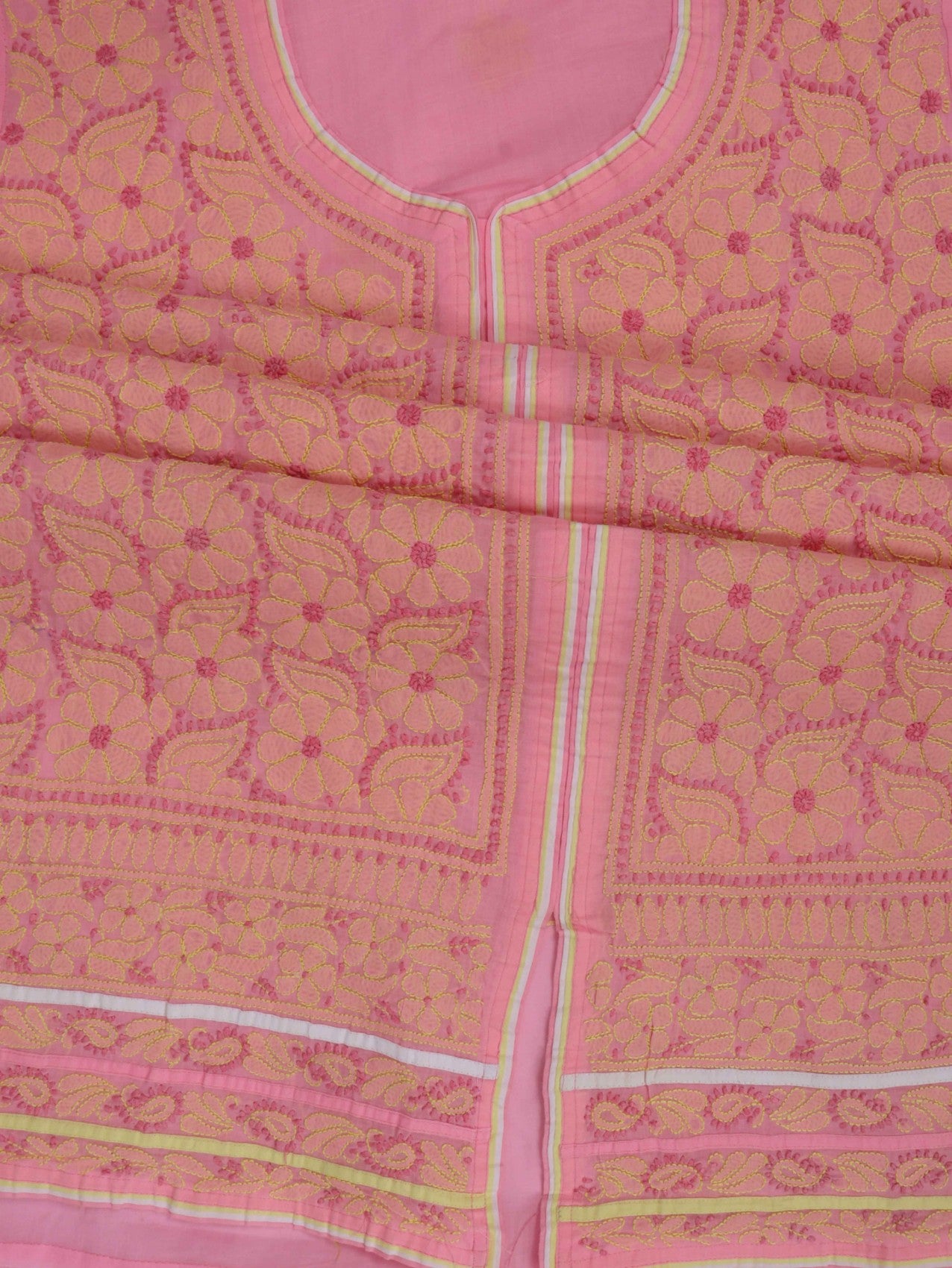 Ada Hand Embroidered Pink Cotton Lucknowi Chikankari Unstitched Suit Piece 01A193487