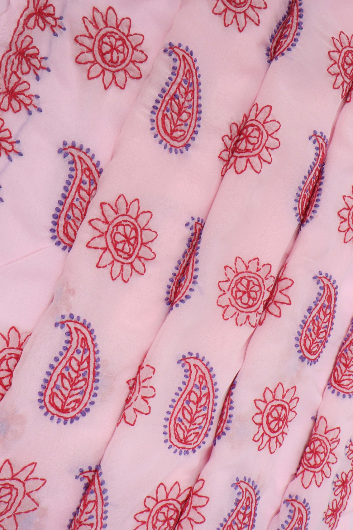 Ada Hand Embroidered Light Pink Georgette Lucknowi Chikankari Saree With Blouse A398464