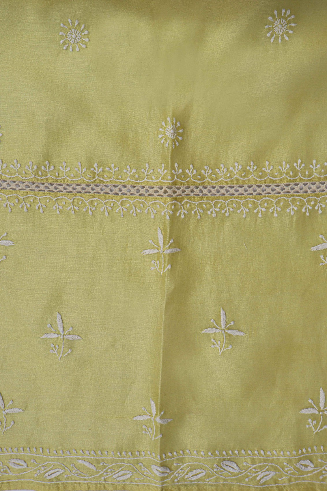 Ada Hand Embroidered Lemon Chanderi Lucknowi Chikankari Semi-Stitched Anarkali Kurta Dupatta Set With Zari Work 01A229767