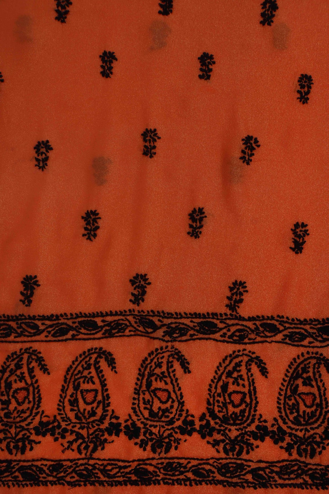 Ada Hand Embroidered Orange Georgette Lucknowi Chikankari Unstitched Kurta Piece A316182