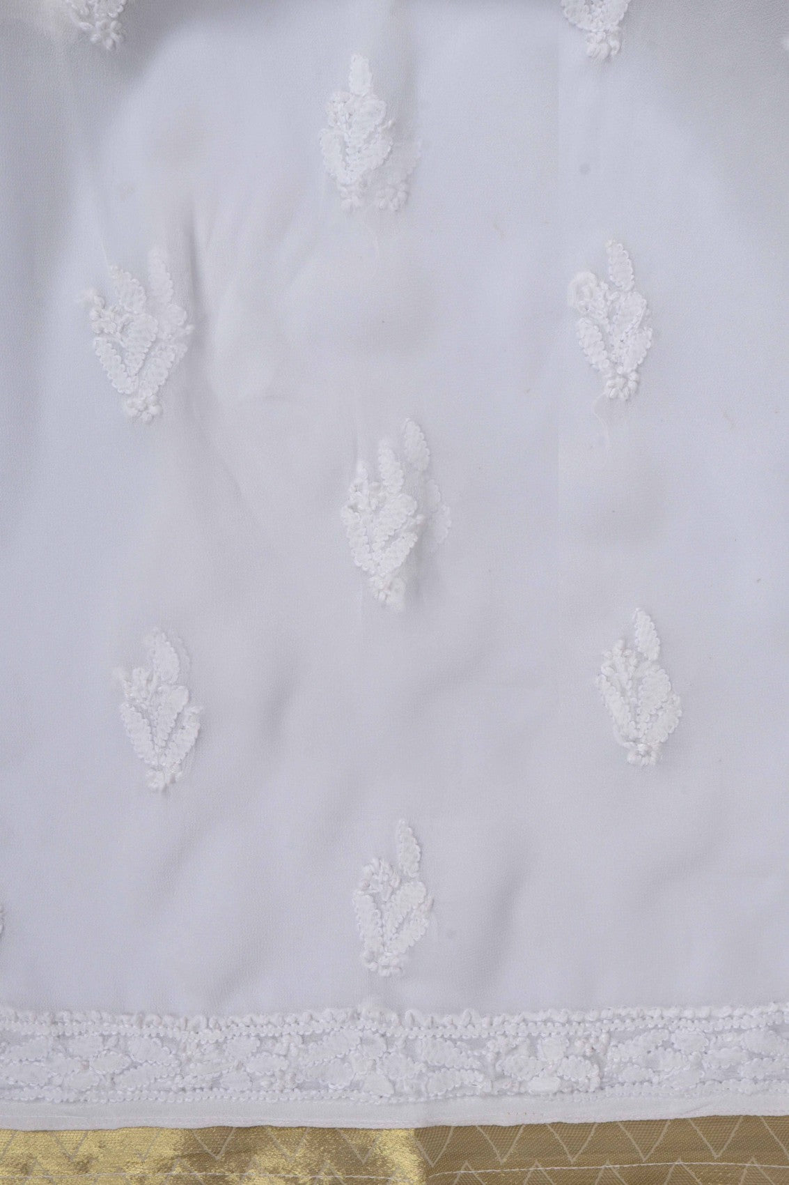 Ada Hand Embroidered White Georgette Lucknowi Chikankari Semi-Stitched Anarkali Kurta Piece A480095