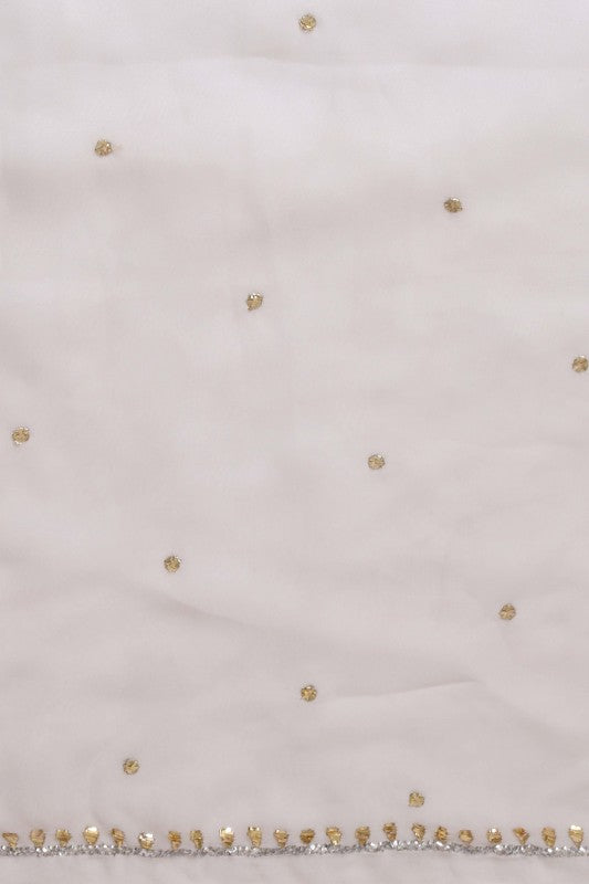 Ada Hand Embroidered White Georgette Lucknowi Chikan Unstitched Kurta Piece with Muqaish Work A508948