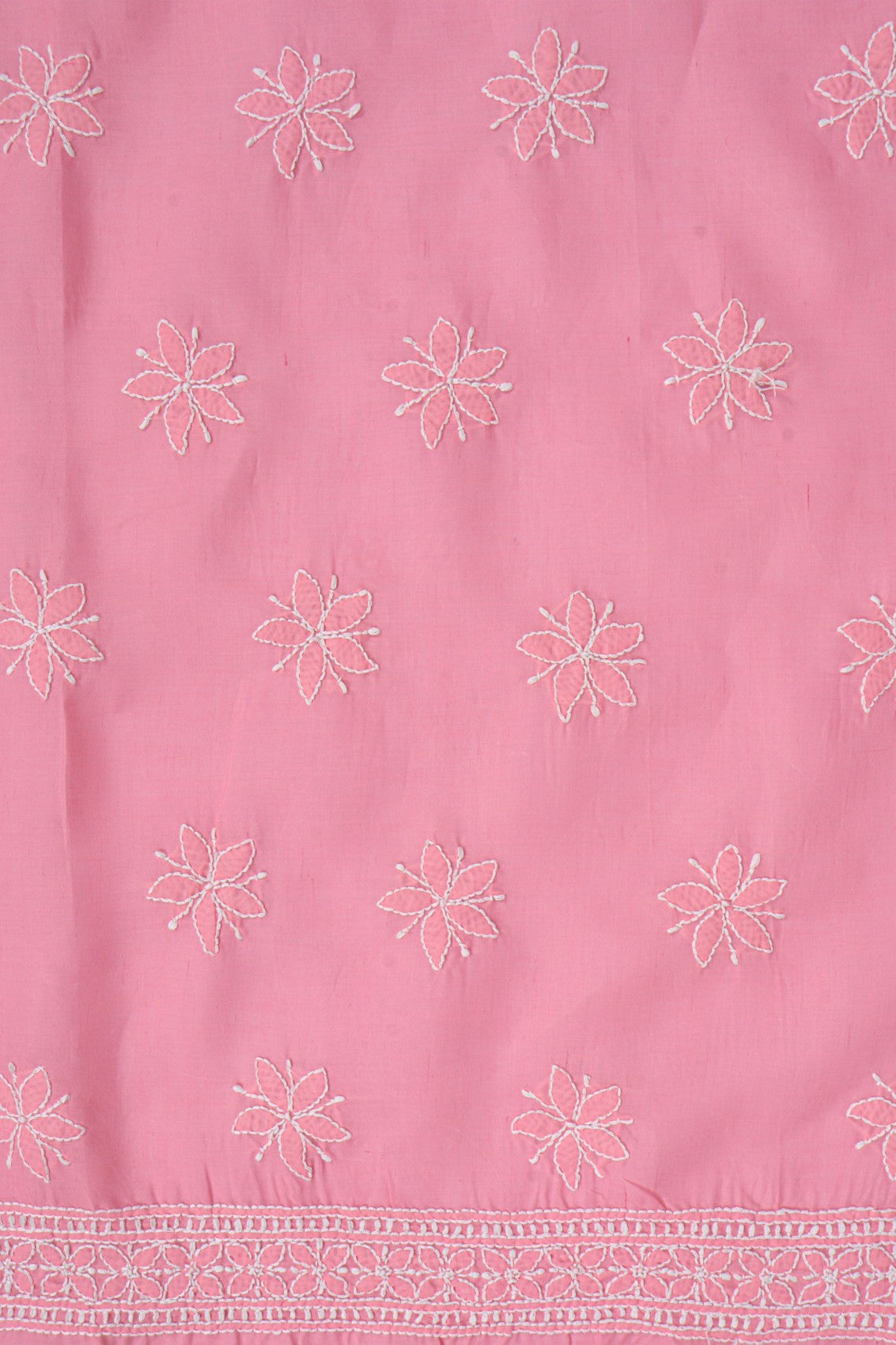Ada Hand Embroidered Salmon Pink Cotton Lucknowi Chikankari Unstitched Suit Piece 01A279321
