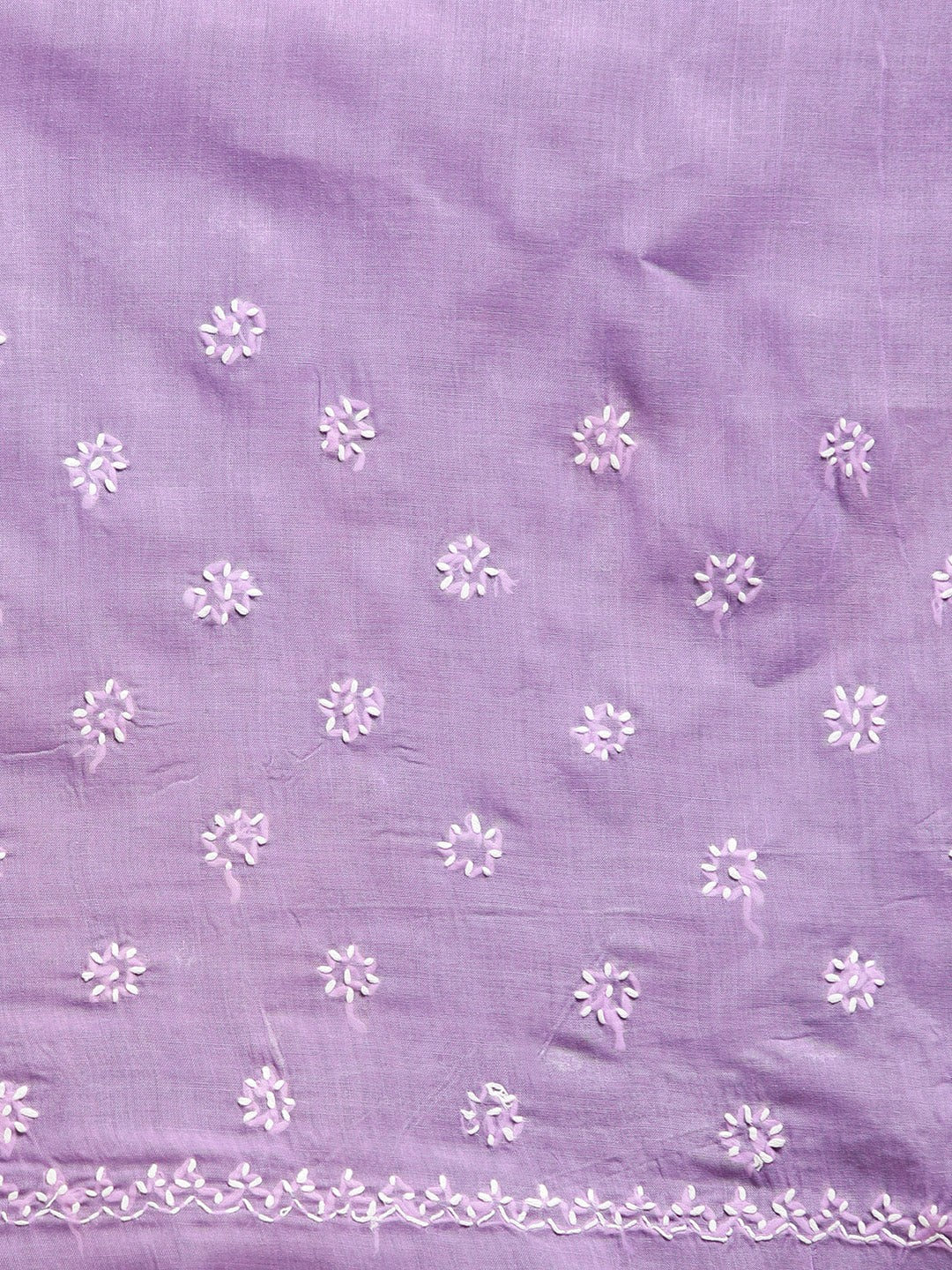 Ada Hand Embroidered Mauve Cotton Lucknow Chikan Saree with Blouse - A346162