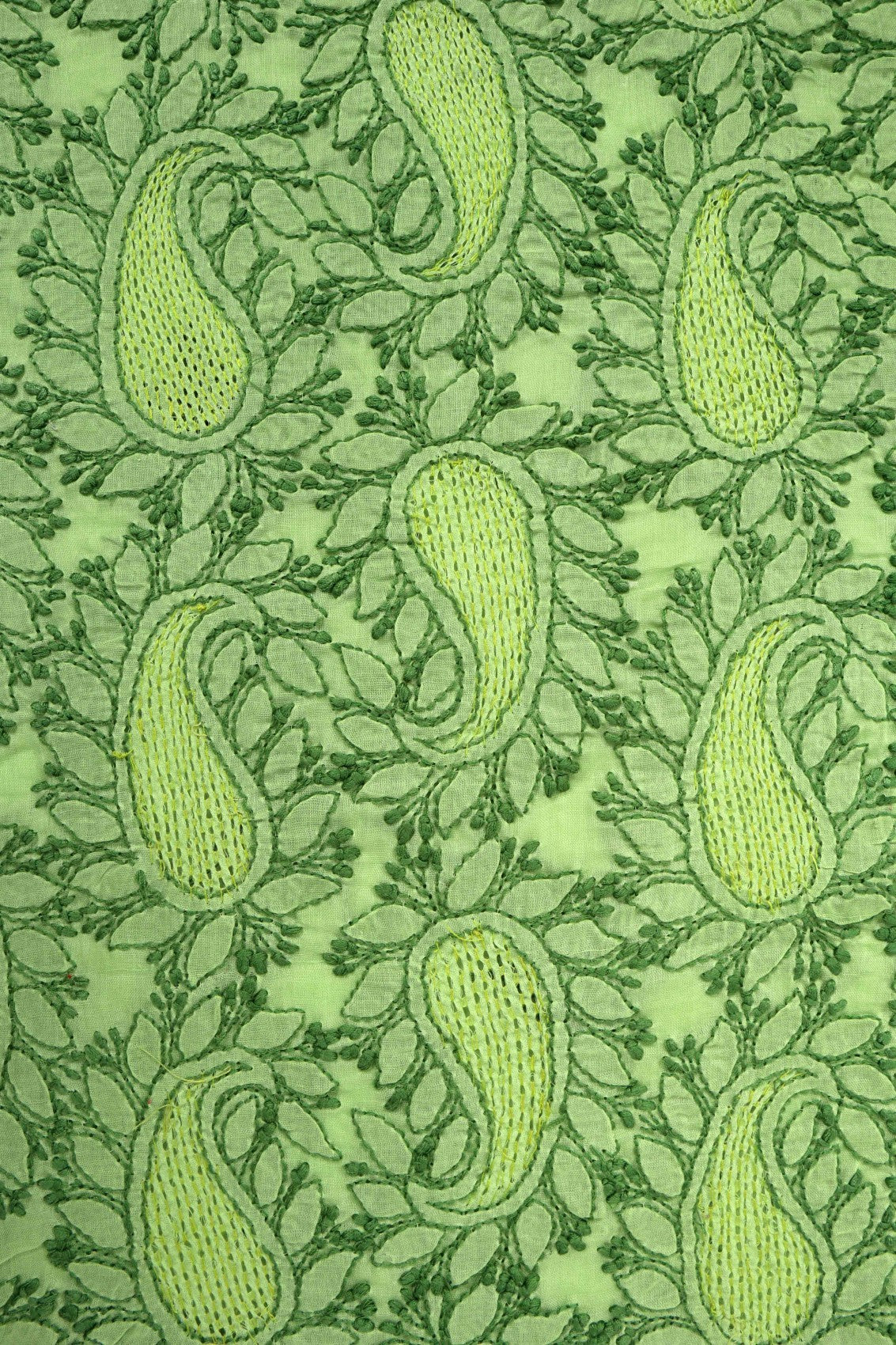 Ada Hand Embroidered Green Cotton Lucknowi Chikankari Unstitched Suit Piece 01A137022