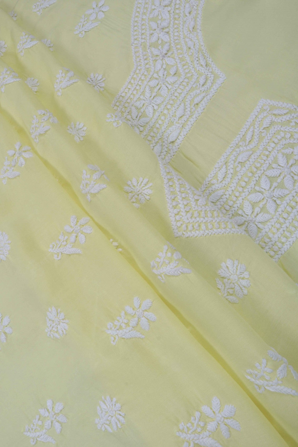 Ada Hand Embroidered Lemon Modal Lucknowi Chikankari Unstitched Suit Piece 01A172731