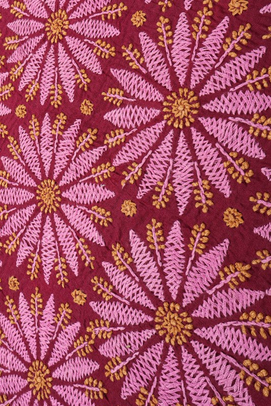 Ada Hand Embroidered Maroon Cotton Lucknowi Chikan Unstitched Suit Piece A44949