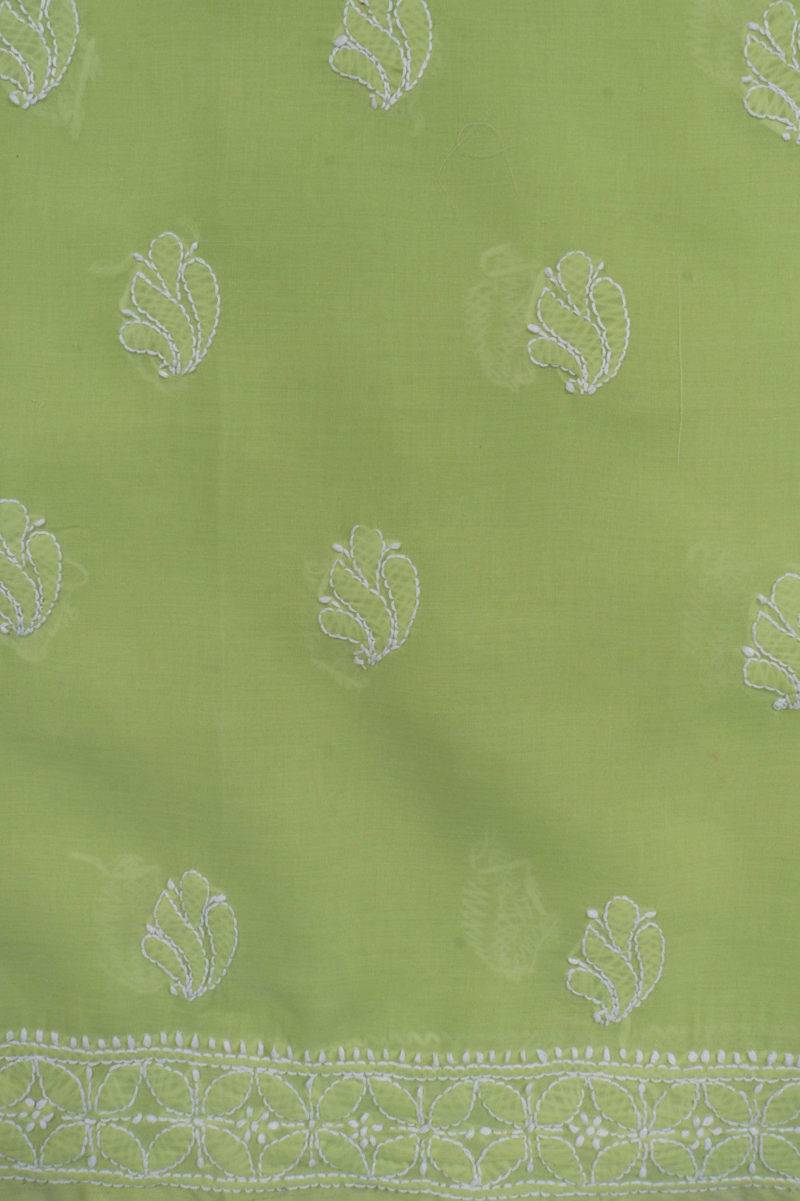Ada Hand Embroidered Apple Green Cotton Lucknowi Chikankari Unstitched Suit Piece With Pearl Work 01A270933