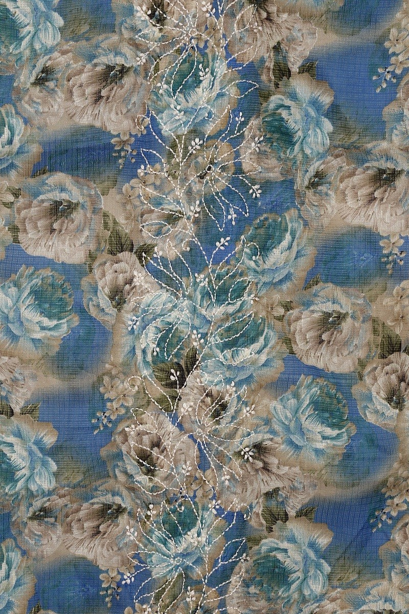 Ada Hand Embroidered Printed Multi Kota Lucknowi Chikankari Curtain A575660