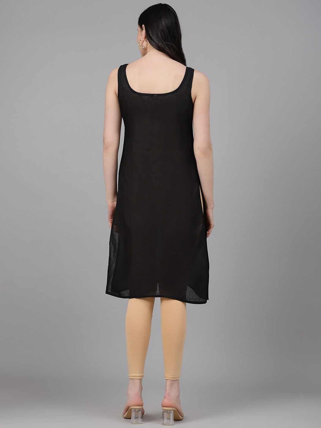 Ada Black and Dark Green Cotton Long Slips Combo of 2  A352676.