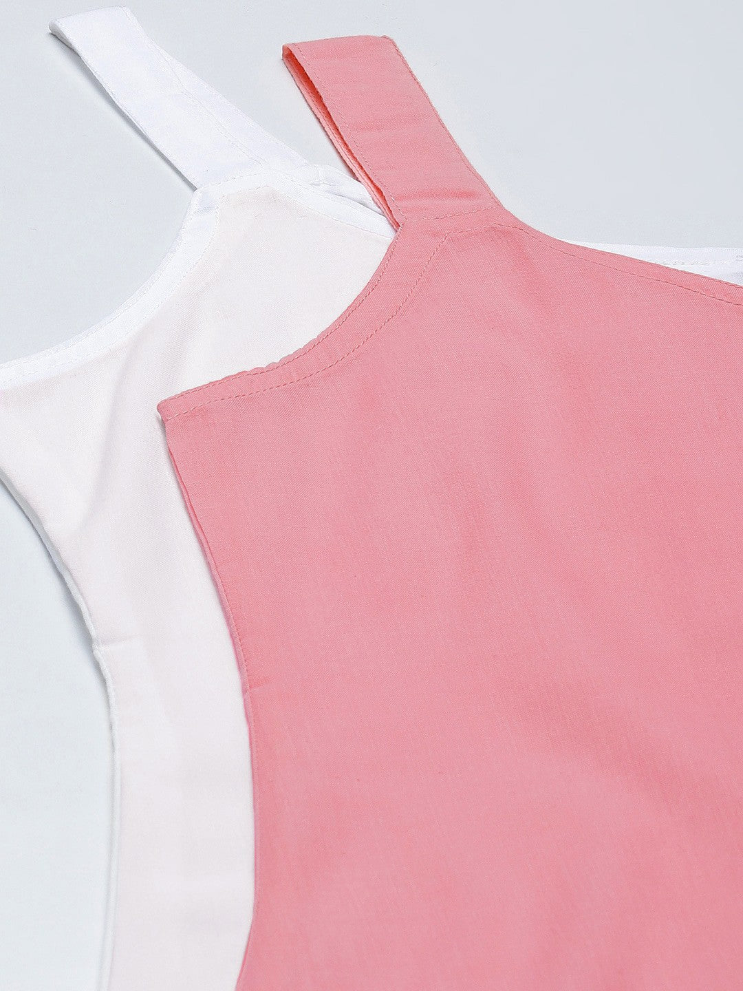 Ada White & Peach Cotton Short Slips Combo of 2 A111168.