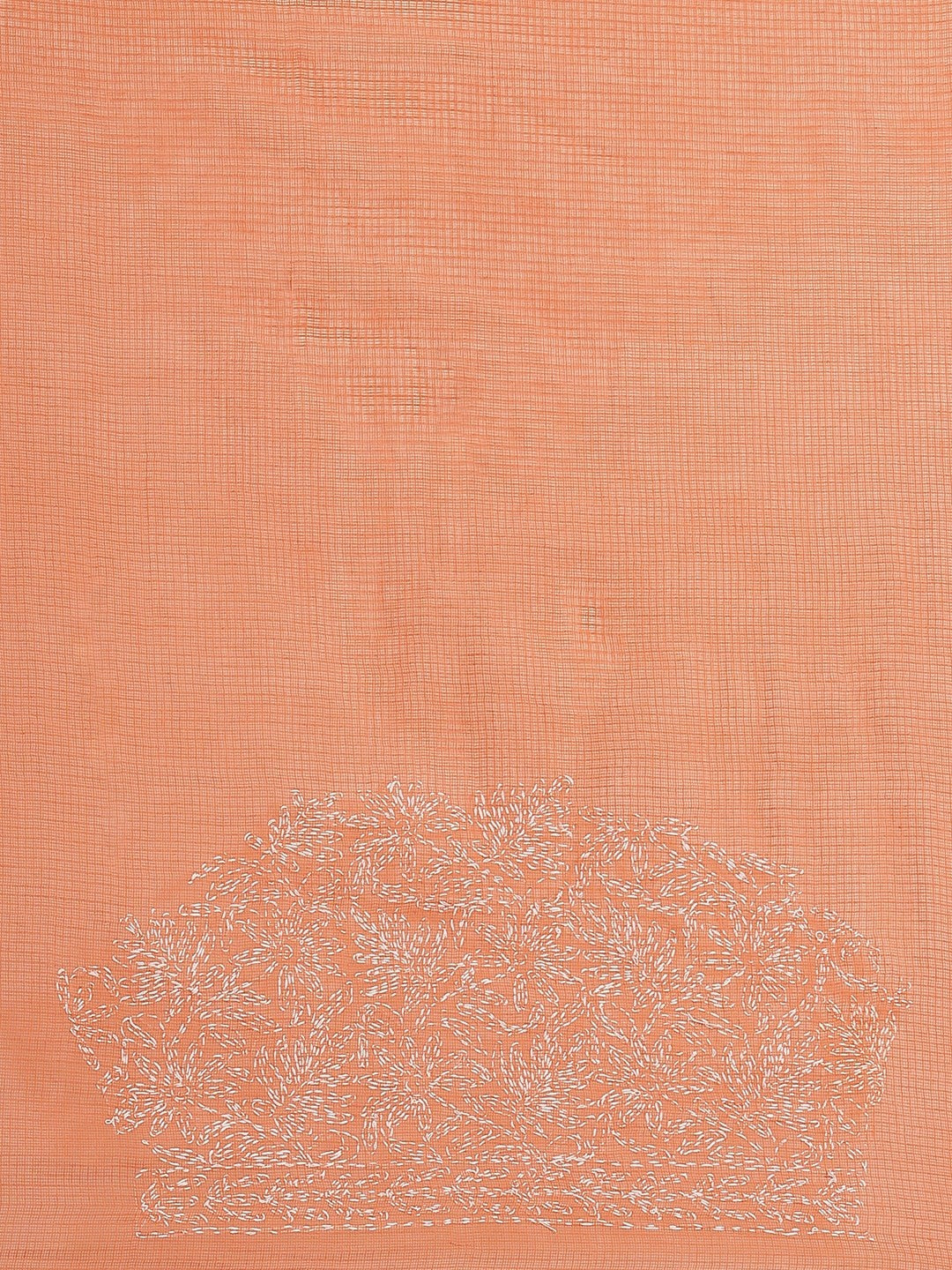 Ada Hand Embroidered Orange Kota Lucknow Chikan Saree With Blouse- A311229  4890.00