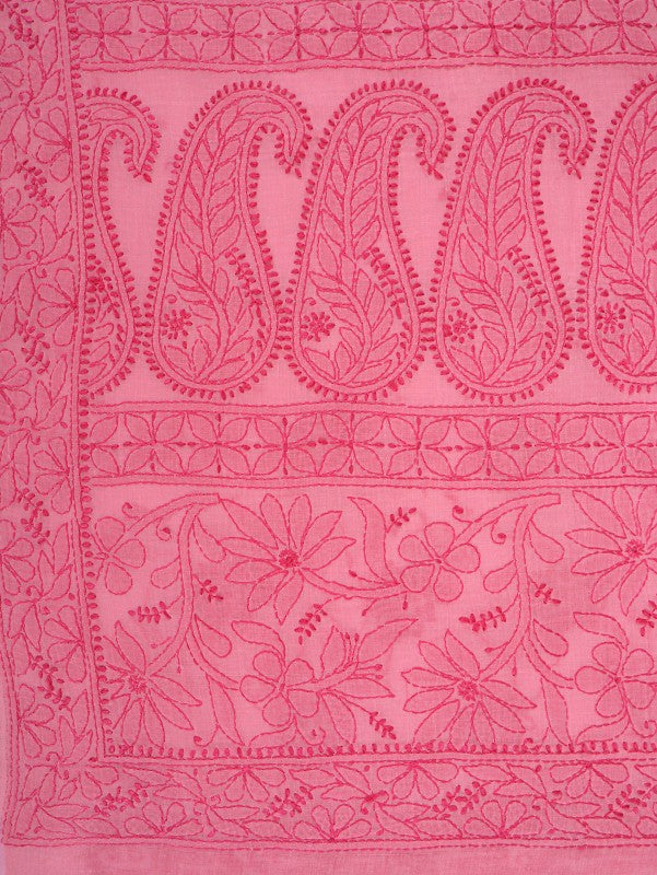 Ada Hand Embroidered Pink Cotton Lucknowi Chikankari Saree with Blouse A590179