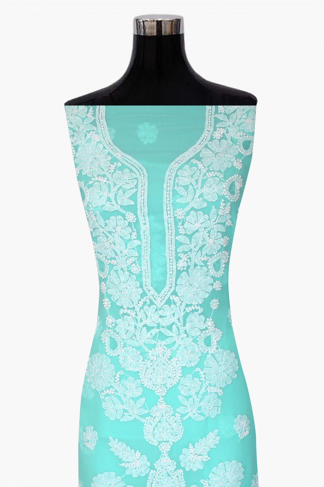 Ada Hand Embroidered Sea Green Georgette Lucknowi Chikankari Unstitched Suit Piece A211248