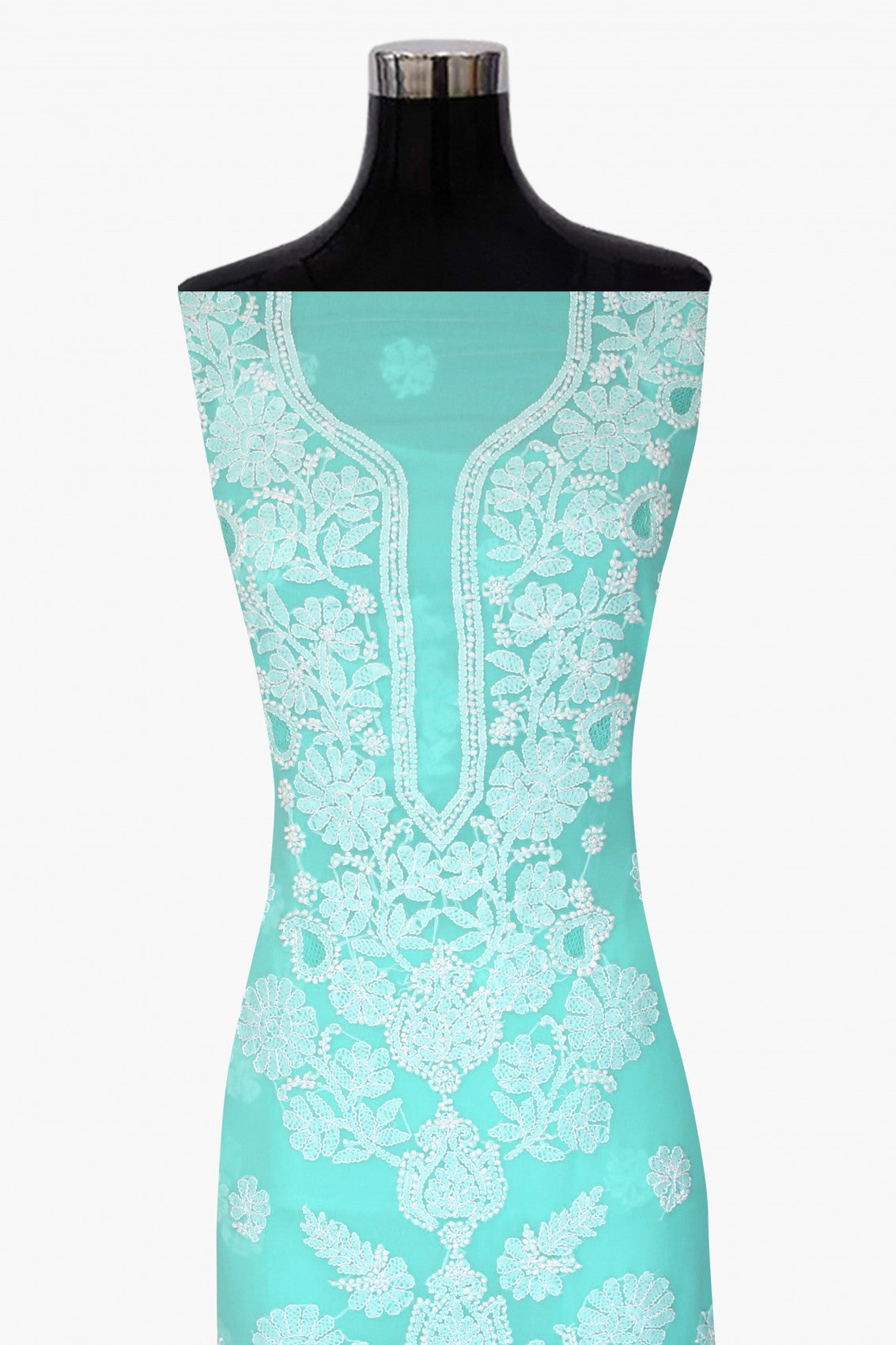 Ada Hand Embroidered Sea Green Georgette Lucknowi Chikankari Unstitched Suit Piece A211248