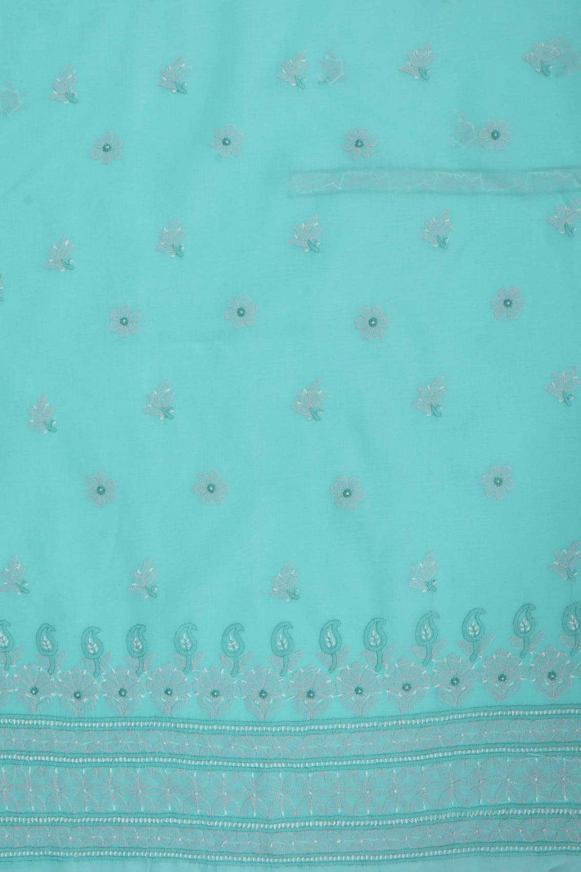 Ada Hand Embroidered Sea Green Cotton Lucknowi Chikankari Unstitched Suit Piece 01A215130