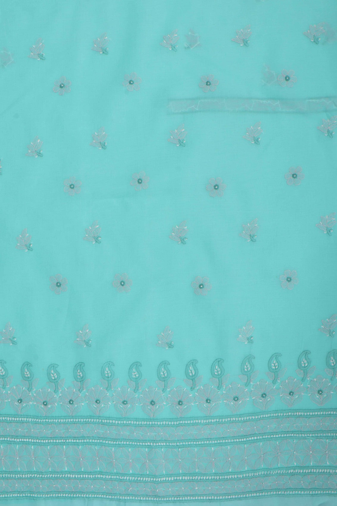 Ada Hand Embroidered Sea Green Cotton Lucknowi Chikankari Unstitched Suit Piece 01A215130