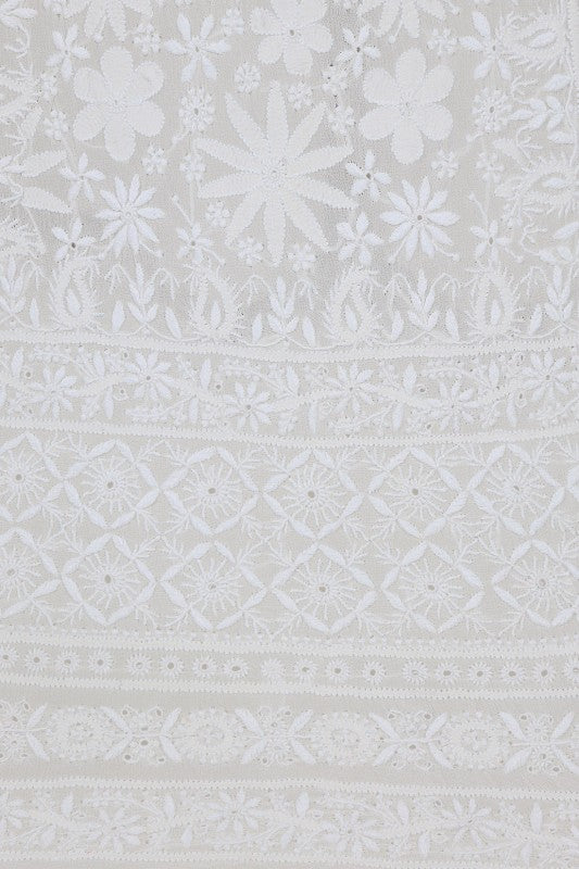 Ada Hand Embroidered White Pure Georgette Lucknowi Chikankari Lehenga Set– A562579