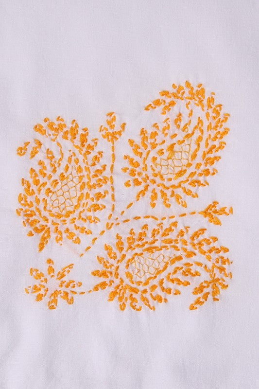 Ada Hand Embroidered White Cotton Lucknowi Chikankari Napkin Set 01A289712