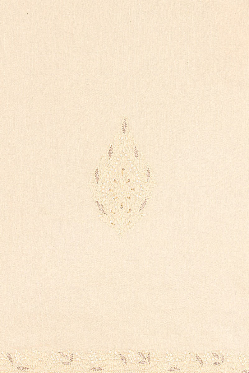 Ada Hand Embroidered Cream Chanderi Chikan Unstitched Kurta Piece With Sequinned Work- A485133