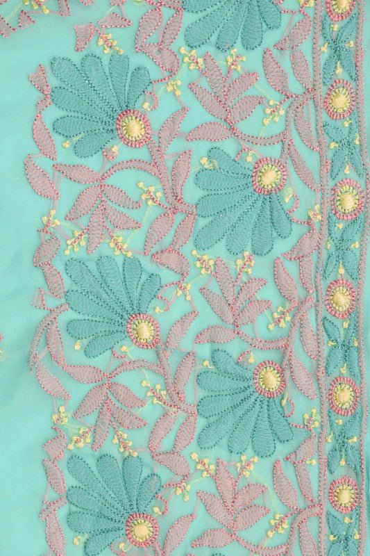 Ada Hand Embroidered Sea Green Georgette Lucknowi Chikan Unstitched Suit Piece A593501