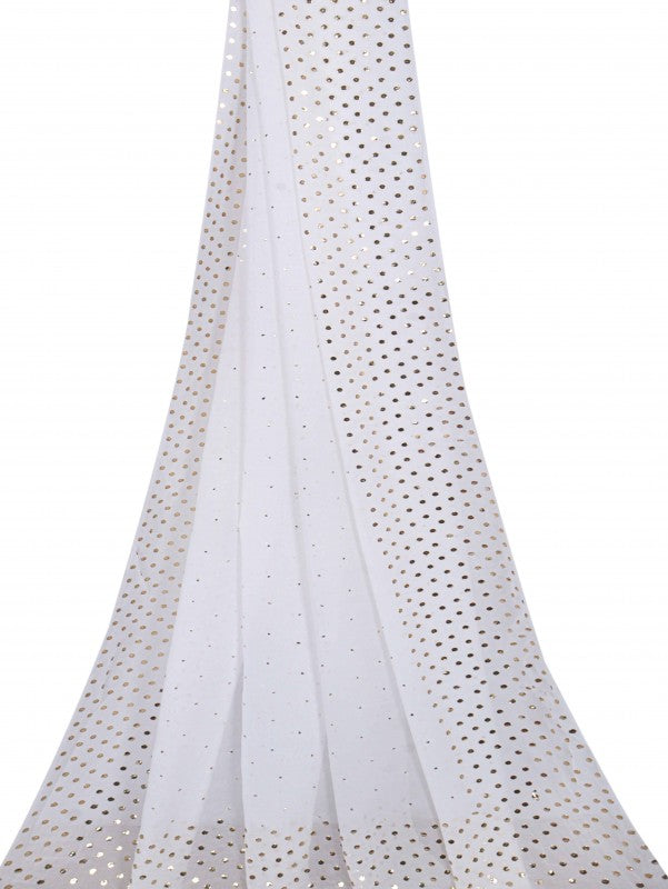 Ada Hand Embroidered Off White Georgette Lucknowi Chikankari Dupatta with Muqaish Work A577188