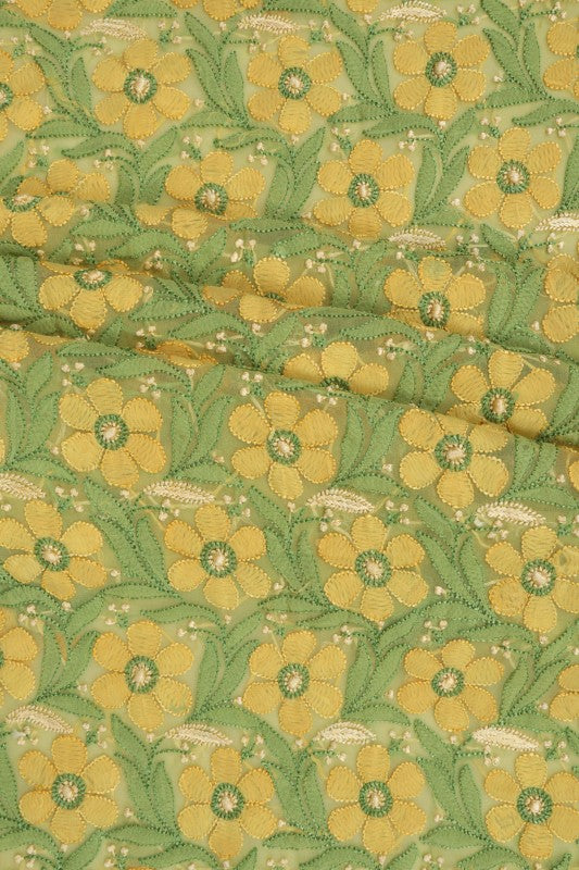 Ada Hand Embroidered Light Green Georgette Lucknowi Chikankari Unstitched Suit Piece 01A172839