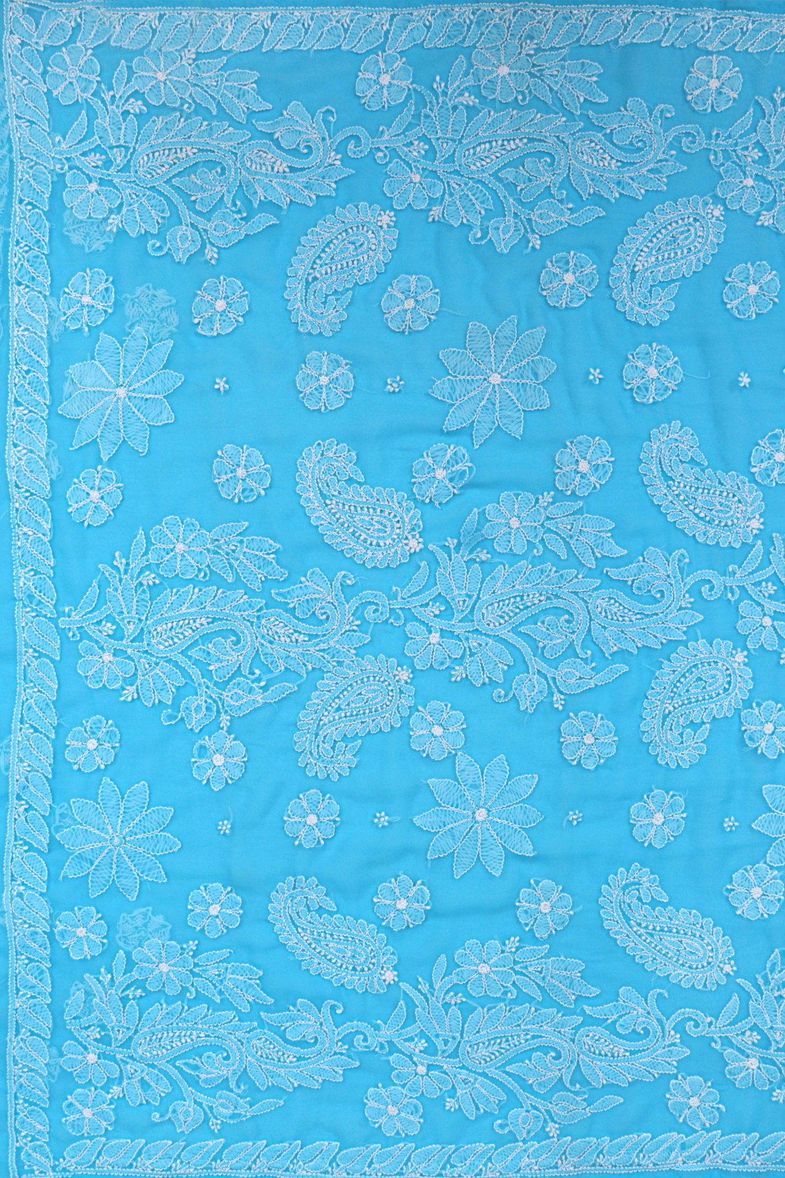 Ada Hand Embroidered Sky Blue Georgette Lucknowi Chikankari Saree With Blouse A472860