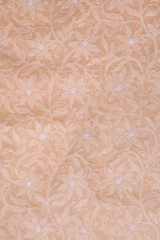 Ada Hand Embroidered Peach Kota Lucknowi Chikankari Saree With Blouse- A476123