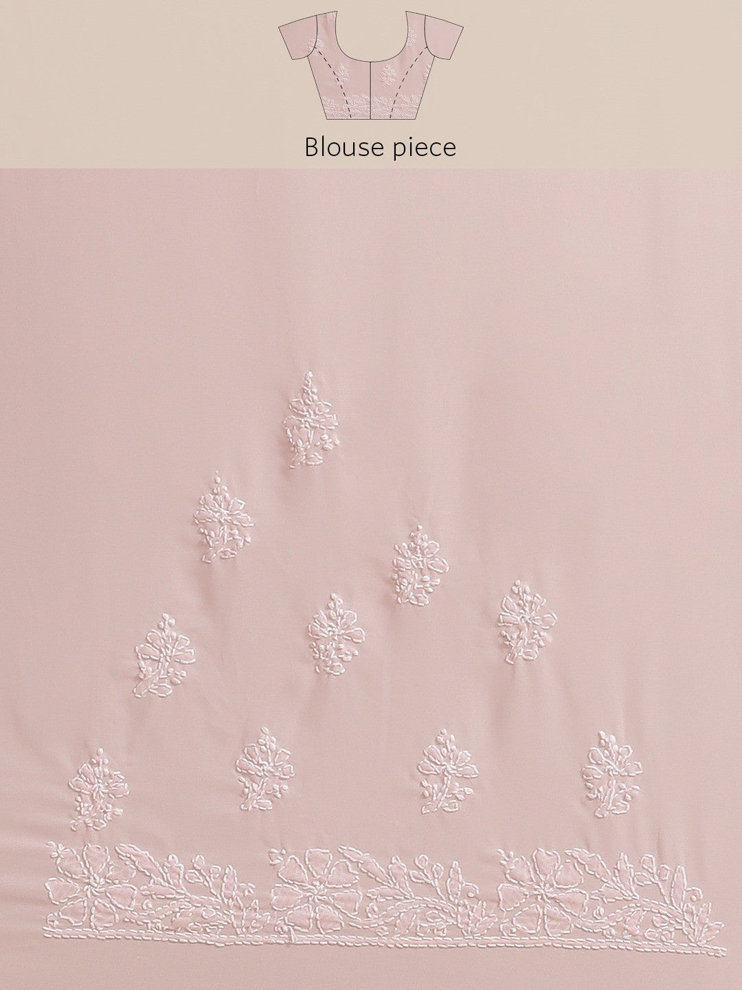 Ada Hand Embroidered Baby Pink Georgette Lucknow Chikan Saree with Blouse A183623