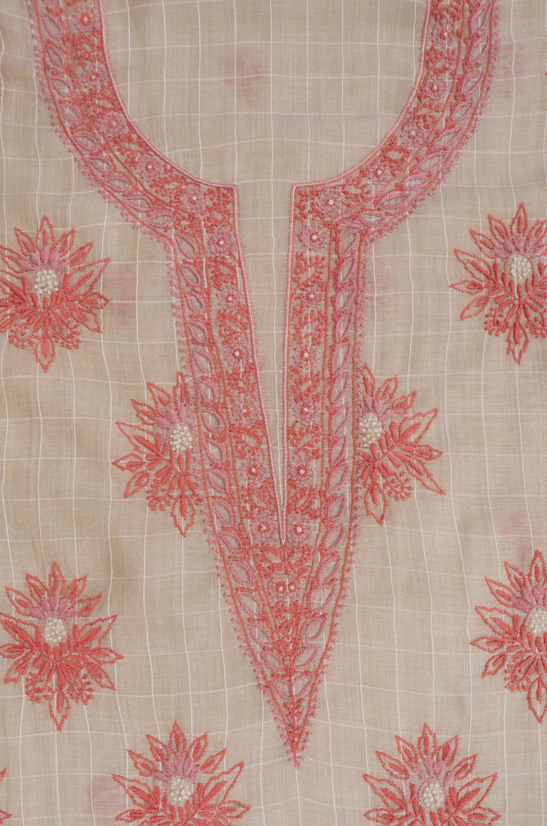 Ada Hand Embroidered Fawn Chanderi Lucknowi Chikankari Unstitched Suit Piece 01A86275